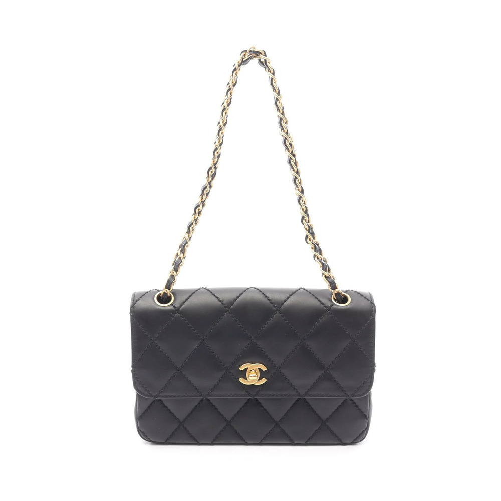 Chanel Wild Stitch Shoulder Bag Leather Black